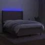 Box spring bed with mattress and LED lights taupe gray fabric 140x190 cm by , Beds and slatted bases - Ref: Foro24-3138153, P...