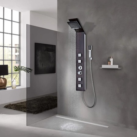 Duschpaneelsystem aus braunem Glas von vidaXL, Strahldüsen für Badewannen und Duschen - Ref: Foro24-142374, Preis: 150,03 €, ...