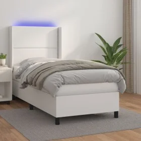 Boxspringbett und LED-Matratze aus weißem Kunstleder 90x200 cm von , Betten und Lattenroste - Ref: Foro24-3139302, Preis: 362...