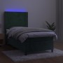 Box spring bed with mattress and LED dark green velvet 90x190 cm by , Beds and slatted bases - Ref: Foro24-3139478, Price: 31...