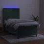 Box spring bed with mattress and LED dark green velvet 90x190 cm by , Beds and slatted bases - Ref: Foro24-3139478, Price: 33...