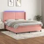 Cama box spring colchón y LED terciopelo rosa 180x200 cm de , Camas y somieres - Ref: Foro24-3139522, Precio: 555,84 €, Descu...