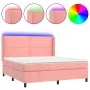 Box spring bed with mattress and LED pink velvet 180x200 cm by , Beds and slatted bases - Ref: Foro24-3139522, Price: 555,22 ...
