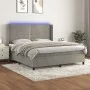 Box spring bed with mattress and LED light gray velvet 180x200 cm by , Beds and slatted bases - Ref: Foro24-3139517, Price: 5...