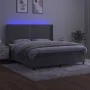 Box spring bed with mattress and LED light gray velvet 180x200 cm by , Beds and slatted bases - Ref: Foro24-3139517, Price: 5...