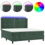 Box spring bed with mattress and LED dark green velvet 180x200cm by , Beds and slatted bases - Ref: Foro24-3139520, Price: 64...