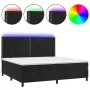 Box spring bed with mattress and LED black velvet 200x200 cm by , Beds and slatted bases - Ref: Foro24-3136085, Price: 608,04...