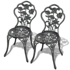 Sillas de jardín bistró 2 unidades aluminio fundido verde de vidaXL, Sillas de jardín - Ref: Foro24-43175, Precio: 156,61 €, ...