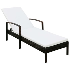 Lounger with brown synthetic rattan cushion by vidaXL, Loungers - Ref: Foro24-42941, Price: 158,49 €, Discount: %