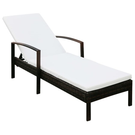 Liege mit braunem synthetischem Rattankissen von vidaXL, Liegen - Ref: Foro24-42941, Preis: 158,49 €, Rabatt: %