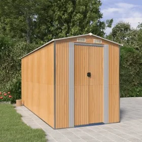 Cobertizo jardín acero galvanizado marrón claro 192x440x223 cm de , Cobertizos - Ref: Foro24-3147474, Precio: 600,52 €, Descu...