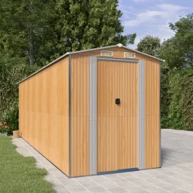 Cobertizo jardín acero galvanizado marrón claro 192x606x223 cm de , Cobertizos - Ref: Foro24-3147476, Precio: 746,58 €, Descu...