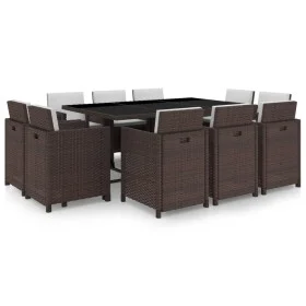Garden dining set 11 pieces and brown synthetic rattan cushions by vidaXL, Garden sets - Ref: Foro24-42548, Price: 854,90 €, ...
