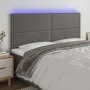 Cabecero con luces LED cuero sintético gris 180x5x118/128 cm de , Cabeceros y pies de cama - Ref: Foro24-3122390, Precio: 108...