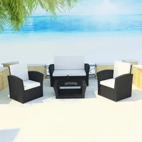 4-piece garden furniture set and black synthetic rattan cushions by vidaXL, Garden sets - Ref: Foro24-42642, Price: 390,96 €,...