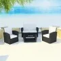 4-teiliges Gartenmöbel-Set und schwarze synthetische Rattankissen von vidaXL, Gartensets - Ref: Foro24-42642, Preis: 390,96 €...
