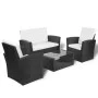 4-teiliges Gartenmöbel-Set und schwarze synthetische Rattankissen von vidaXL, Gartensets - Ref: Foro24-42642, Preis: 390,96 €...