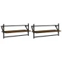 Wall shelves with bars 2 pcs oak brown 65x25x30 cm by , Shelves and shelves - Ref: Foro24-836247, Price: 26,46 €, Discount: %