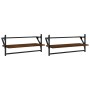 Wandregale mit Stangen 2 Stück Eiche braun 65x25x30 cm von , Regale und Regale - Ref: Foro24-836247, Preis: 26,75 €, Rabatt: %