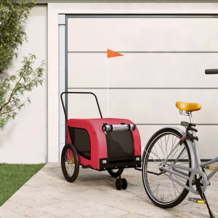 Pet Bicycle Trailer Iron Oxford Cloth Red Black by , pet strollers - Ref: Foro24-94027, Price: 92,37 €, Discount: %