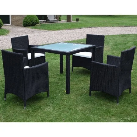 5-teiliges Garten-Essset und schwarze Kissen aus synthetischem Rattan von vidaXL, Gartensets - Ref: Foro24-43122, Preis: 381,...