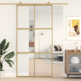 Golden sliding door made of transparent ESG glass and aluminum by , Doors for the home - Ref: Foro24-155156, Price: 173,05 €,...