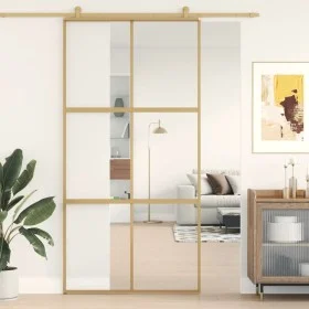 Goldene Schiebetür aus transparentem ESG-Glas und Aluminium von , Türen für zu Hause - Ref: Foro24-155156, Preis: 170,30 €, R...