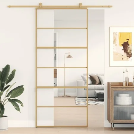Goldene Schiebetür aus transparentem ESG-Glas und Aluminium von , Türen für zu Hause - Ref: Foro24-155161, Preis: 131,03 €, R...