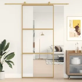 Golden sliding door made of transparent ESG glass and aluminum by , Doors for the home - Ref: Foro24-155149, Price: 154,88 €,...