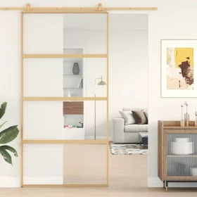Golden sliding door made of transparent ESG glass and aluminum by , Doors for the home - Ref: Foro24-155180, Price: 170,27 €,...