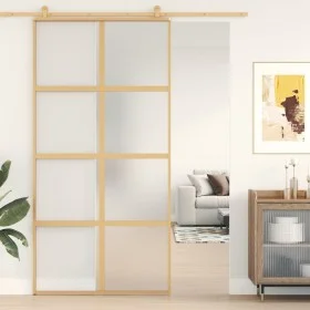 Golden sliding door in frosted ESG glass and aluminum by , Doors for the home - Ref: Foro24-155189, Price: 187,80 €, Discount: %