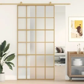 Goldene Schiebetür aus satiniertem ESG-Glas und Aluminium von , Türen für zu Hause - Ref: Foro24-155177, Preis: 193,95 €, Rab...
