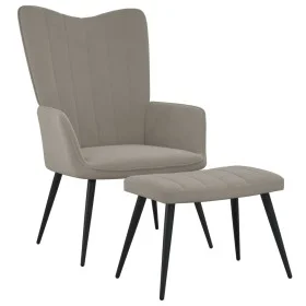 Light gray velvet recliner chair with footstool by , Armchairs - Ref: Foro24-327688, Price: 129,75 €, Discount: %