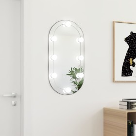 Espejo con luces LED vidrio ovalado 80x40 cm