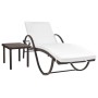 Garden lounger with cushion and brown synthetic rattan side table by vidaXL, Loungers - Ref: Foro24-42885, Price: 161,23 €, D...
