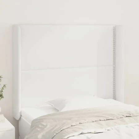 Headboard with white synthetic leather ears 93x16x118/128 cm by , Headboards and footboards - Ref: Foro24-3119519, Price: 83,...