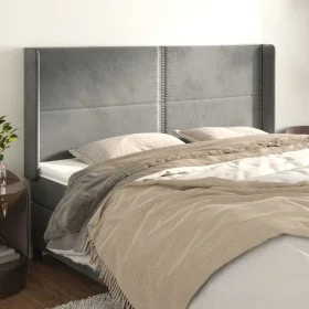 Headboard with light gray velvet ears 203x16x118/128 cm by , Headboards and footboards - Ref: Foro24-3119506, Price: 103,29 €...