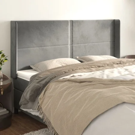 Headboard with light gray velvet ears 203x16x118/128 cm by , Headboards and footboards - Ref: Foro24-3119506, Price: 103,29 €...