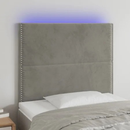 Headboard with LED lights light gray velvet 90x5x118/128 cm by , Headboards and footboards - Ref: Foro24-3122320, Price: 55,2...