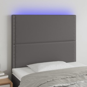 Headboard with LED lights gray synthetic leather 80x5x118/128 cm by , Headboards and footboards - Ref: Foro24-3122360, Price:...