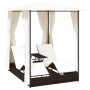 Doppelliege mit braunen Vorhängen aus synthetischem Rattan von vidaXL, Betten im Freien - Ref: Foro24-42890, Preis: 389,20 €,...