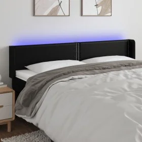 Headboard with LED black synthetic leather 163x16x78/88 cm by , Headboards and footboards - Ref: Foro24-3123192, Price: 70,35...