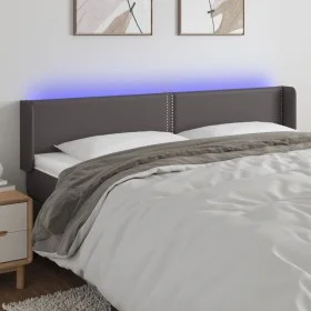 Headboard with LED gray synthetic leather 183x16x78/88 cm by , Headboards and footboards - Ref: Foro24-3123202, Price: 71,44 ...