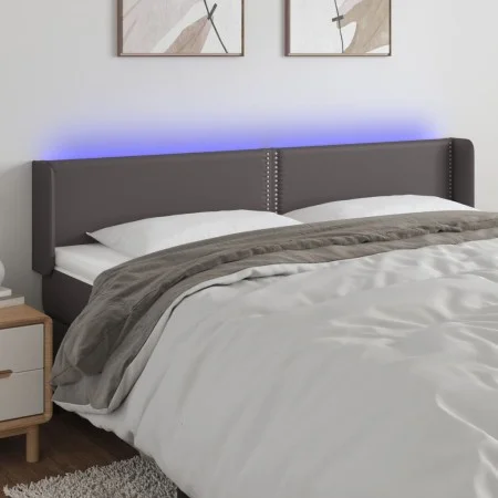 Headboard with LED gray synthetic leather 183x16x78/88 cm by , Headboards and footboards - Ref: Foro24-3123202, Price: 71,44 ...