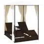 Double lounger with brown synthetic rattan curtains by vidaXL, Outdoor beds - Ref: Foro24-42890, Price: 356,97 €, Discount: %