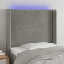 Hellgraues Samtkopfteil mit LED 93x16x118/128 cm von , Kopf- und Fußteile - Ref: Foro24-3123944, Preis: 67,48 €, Rabatt: %