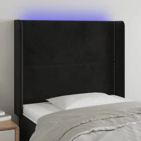 Black velvet headboard with LED 103x16x118/128 cm by , Headboards and footboards - Ref: Foro24-3123952, Price: 71,75 €, Disco...
