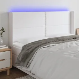 Headboard with LED white synthetic leather 183x16x118/128 cm by , Headboards and footboards - Ref: Foro24-3124011, Price: 151...
