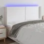 Cabecero con LED cuero sintético blanco 183x16x118/128 cm de , Cabeceros y pies de cama - Ref: Foro24-3124011, Precio: 150,31...