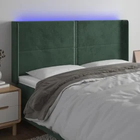 LED-Kopfteil aus dunkelgrünem Samt, 183 x 16 x 118/128 cm von , Kopf- und Fußteile - Ref: Foro24-3123971, Preis: 130,17 €, Ra...
